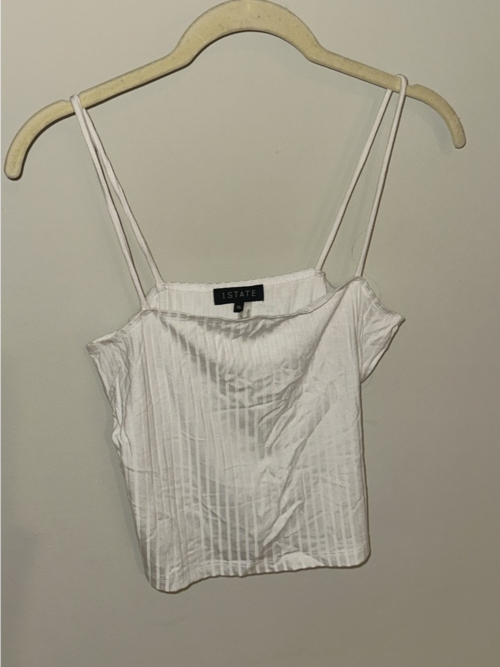 1.STATE White Ribbed Crop Top XS